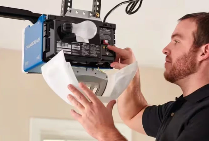 Technician repair garage door opener