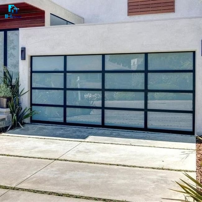 new modern glass garage door for client