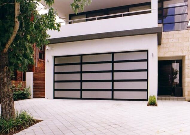 new garage door with big windows