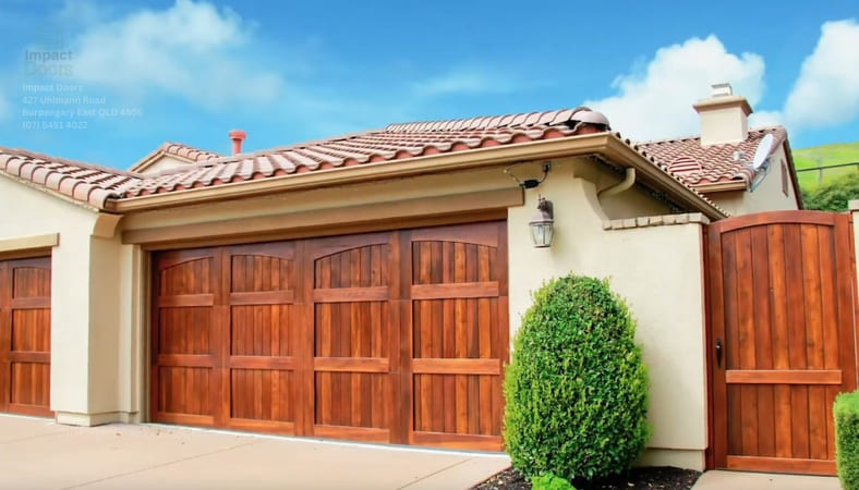 Natural wood garage door